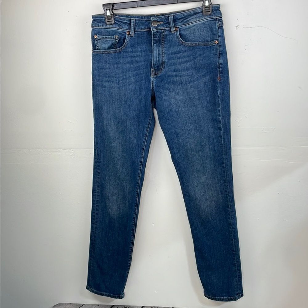 Warp + Weft ORD Chicago Straight Jeans Mens 32x34 Medium Wash Blue Stretch Denim